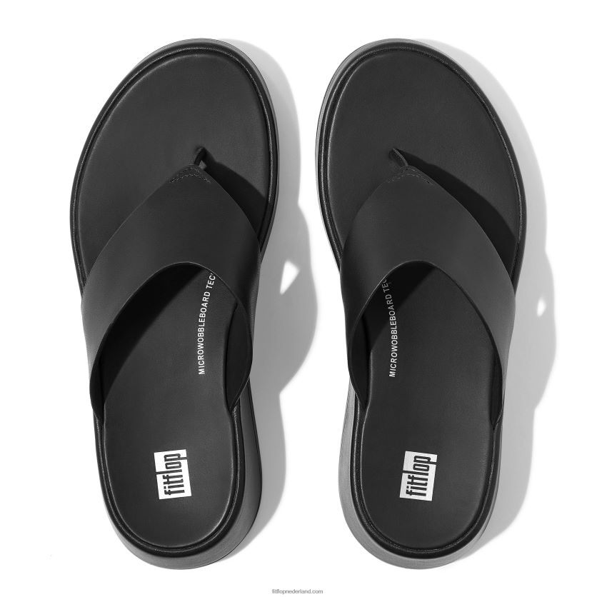 f-mode luxe leren sandalen met plateauzolen vrouwen Fitflop F4BXJ8125 helemaal zwart