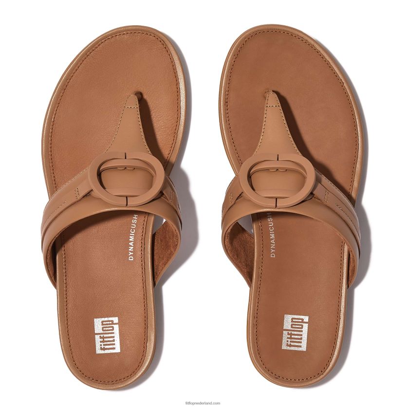 gracie circlet leren sandalen met teenstuk vrouwen Fitflop F4BXJ8145 latte bruin