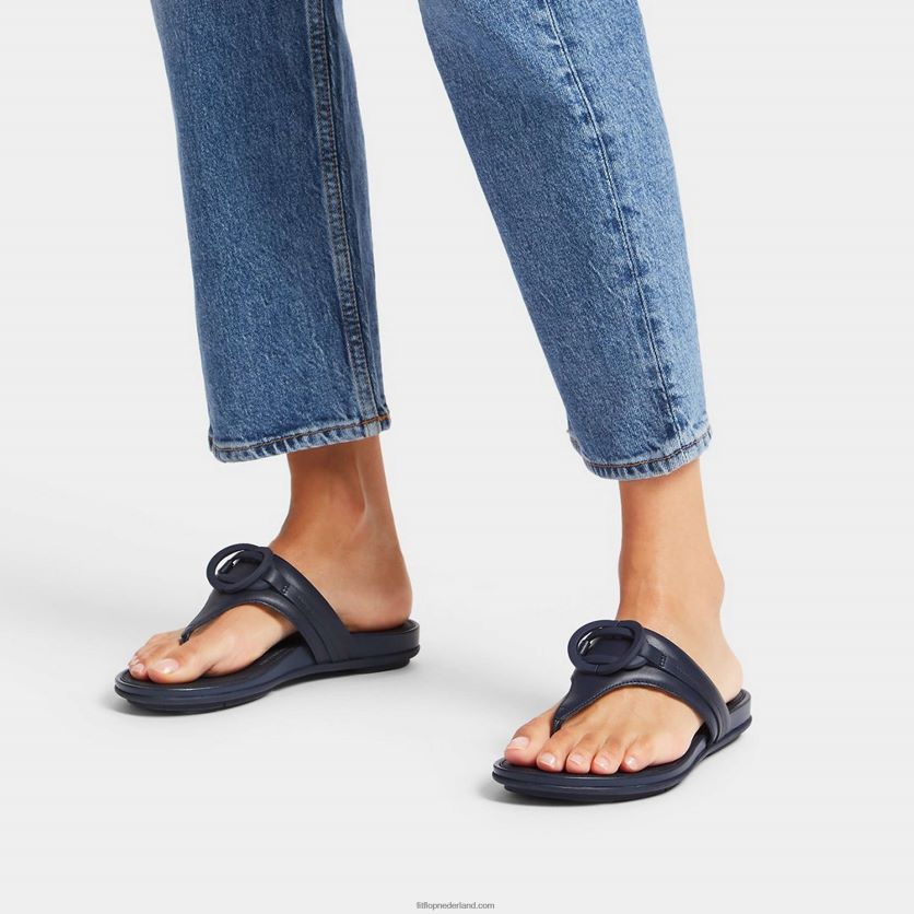gracie circlet leren sandalen met teenstuk vrouwen Fitflop F4BXJ8146 middernacht marine