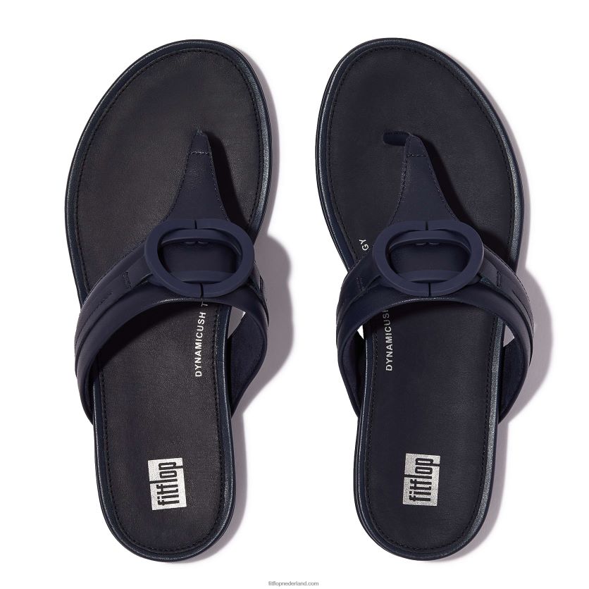 gracie circlet leren sandalen met teenstuk vrouwen Fitflop F4BXJ8146 middernacht marine