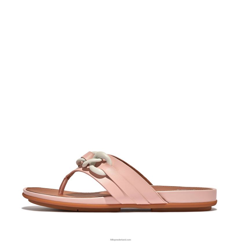 gracie leren sandalen met ketting op de neus vrouwen Fitflop F4BXJ8132 roze zout