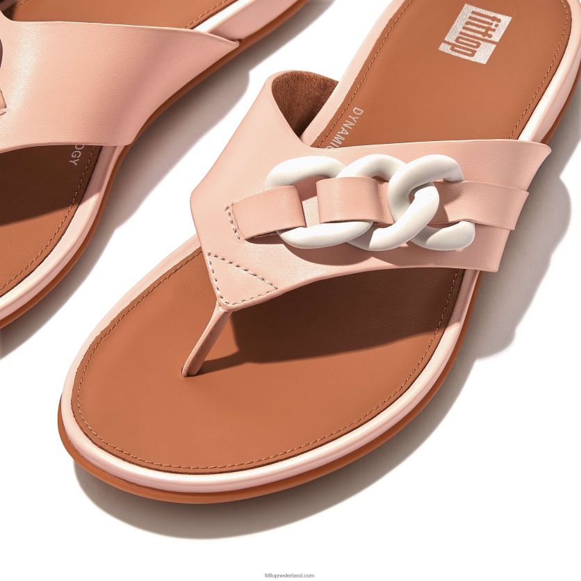 gracie leren sandalen met ketting op de neus vrouwen Fitflop F4BXJ8132 roze zout