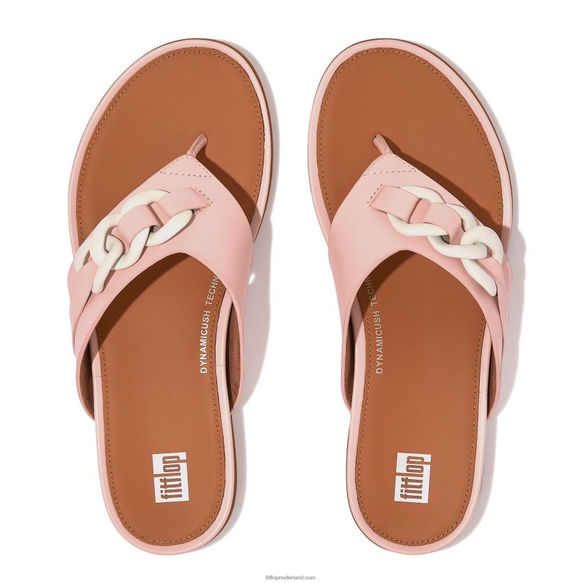 gracie leren sandalen met ketting op de neus vrouwen Fitflop F4BXJ8132 roze zout