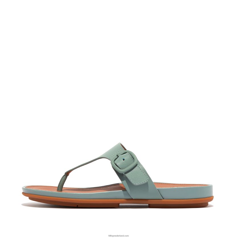 gracie sandalen met matte gesp en leren neus vrouwen Fitflop F4BXJ875 koel blauw