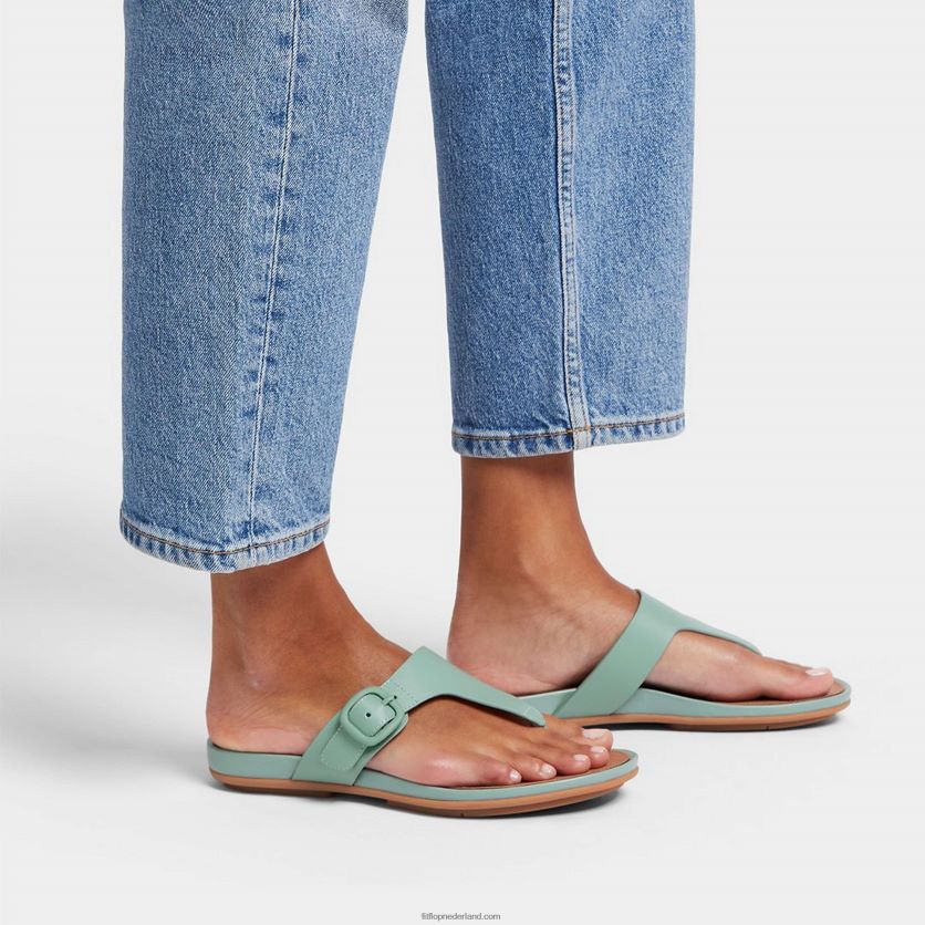 gracie sandalen met matte gesp en leren neus vrouwen Fitflop F4BXJ875 koel blauw