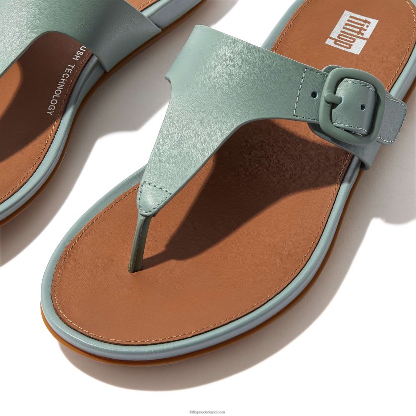 gracie sandalen met matte gesp en leren neus vrouwen Fitflop F4BXJ875 koel blauw