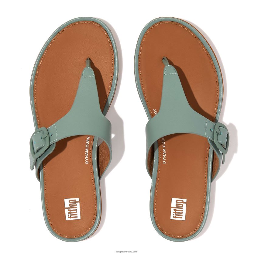 gracie sandalen met matte gesp en leren neus vrouwen Fitflop F4BXJ875 koel blauw