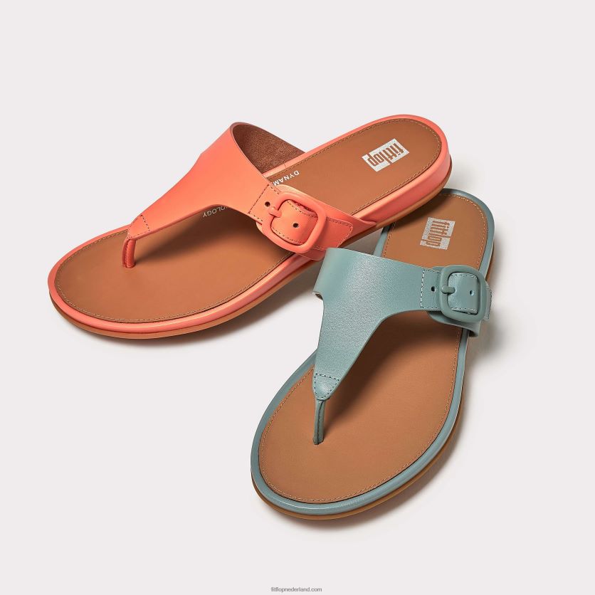 gracie sandalen met matte gesp en leren neus vrouwen Fitflop F4BXJ875 koel blauw