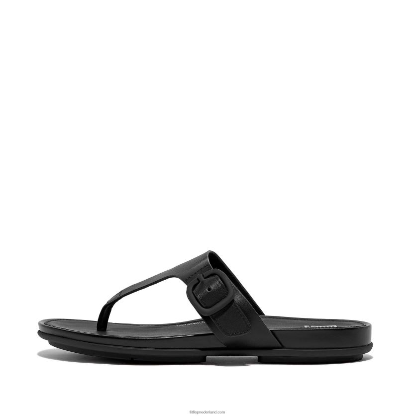 gracie sandalen met matte gesp en leren neus vrouwen Fitflop F4BXJ877 helemaal zwart