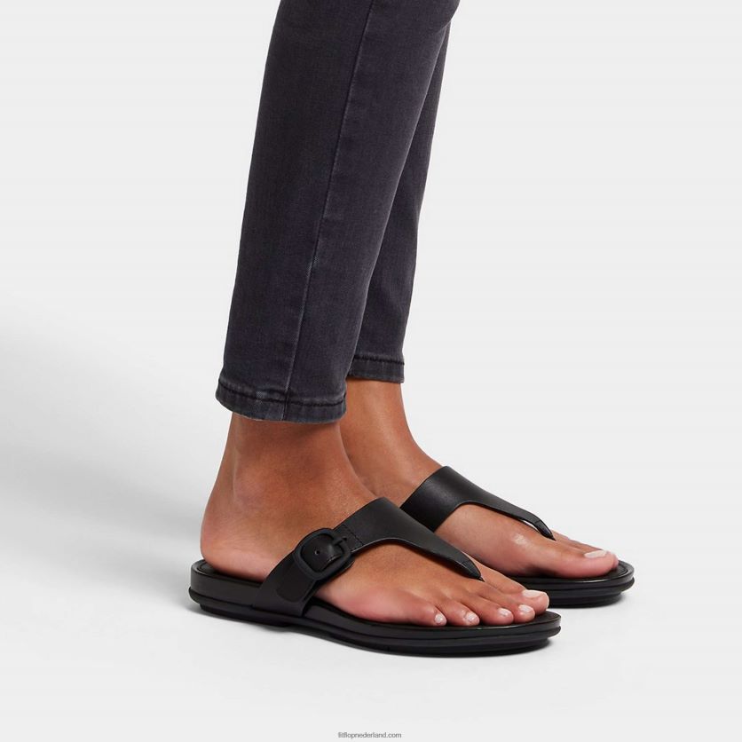 gracie sandalen met matte gesp en leren neus vrouwen Fitflop F4BXJ877 helemaal zwart