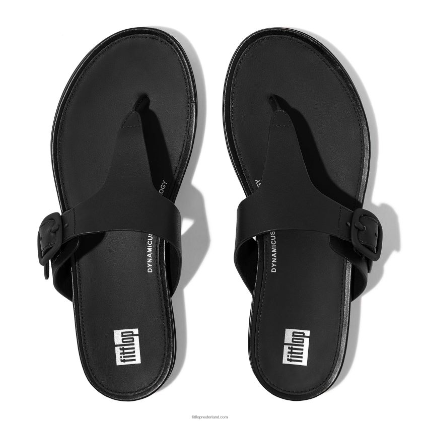 gracie sandalen met matte gesp en leren neus vrouwen Fitflop F4BXJ877 helemaal zwart