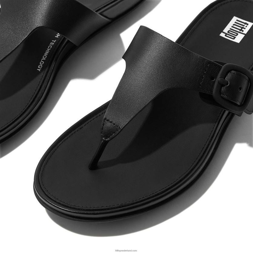 gracie sandalen met matte gesp en leren neus vrouwen Fitflop F4BXJ877 helemaal zwart