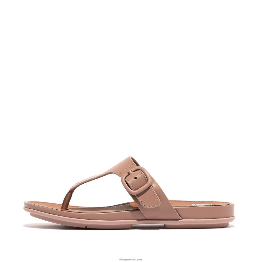 gracie sandalen met matte gesp en leren neus vrouwen Fitflop F4BXJ878 beige