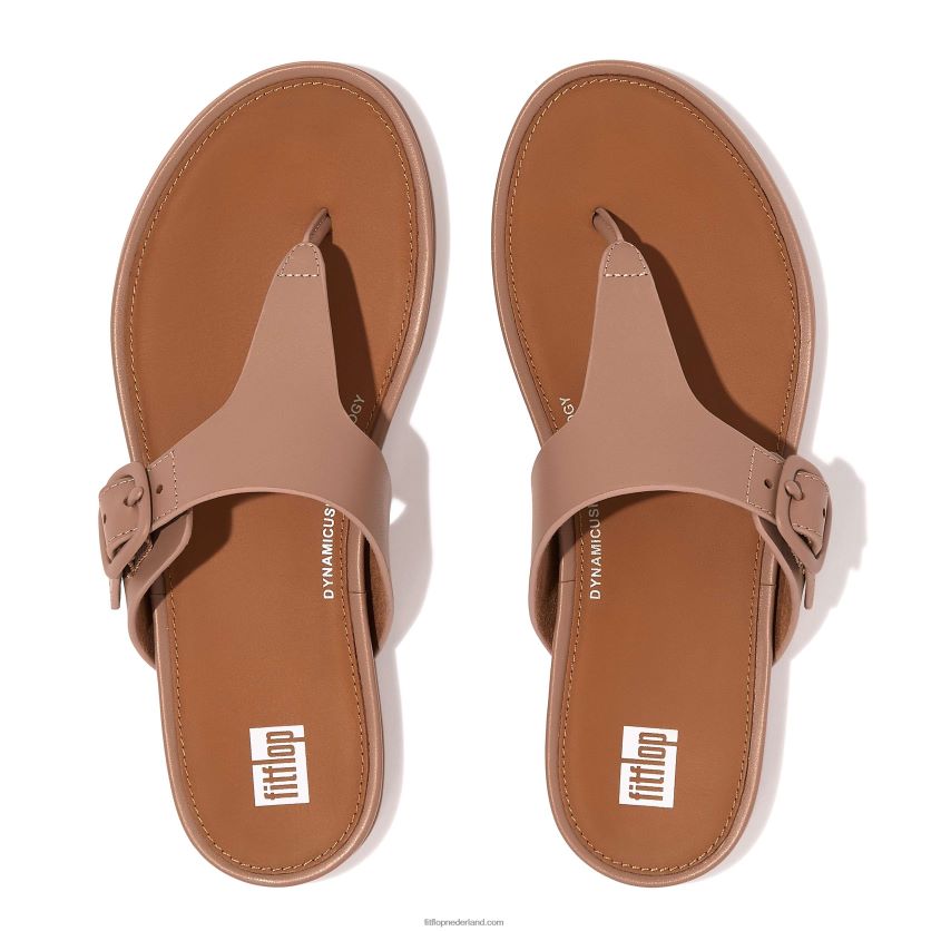 gracie sandalen met matte gesp en leren neus vrouwen Fitflop F4BXJ878 beige