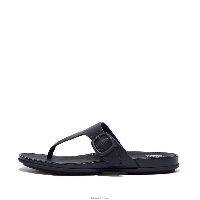 gracie sandalen met matte gesp en leren neus vrouwen Fitflop F4BXJ879 middernacht marine