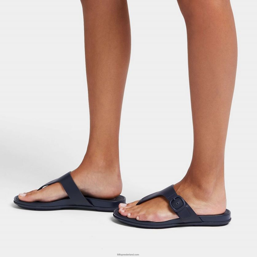 gracie sandalen met matte gesp en leren neus vrouwen Fitflop F4BXJ879 middernacht marine