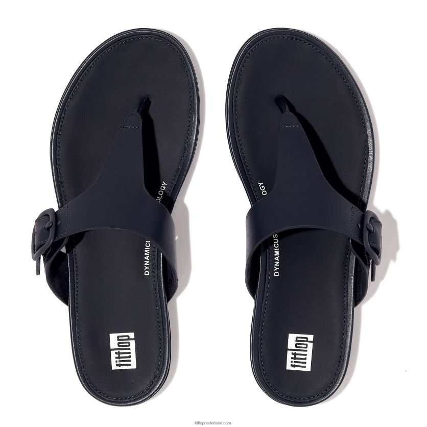 gracie sandalen met matte gesp en leren neus vrouwen Fitflop F4BXJ879 middernacht marine