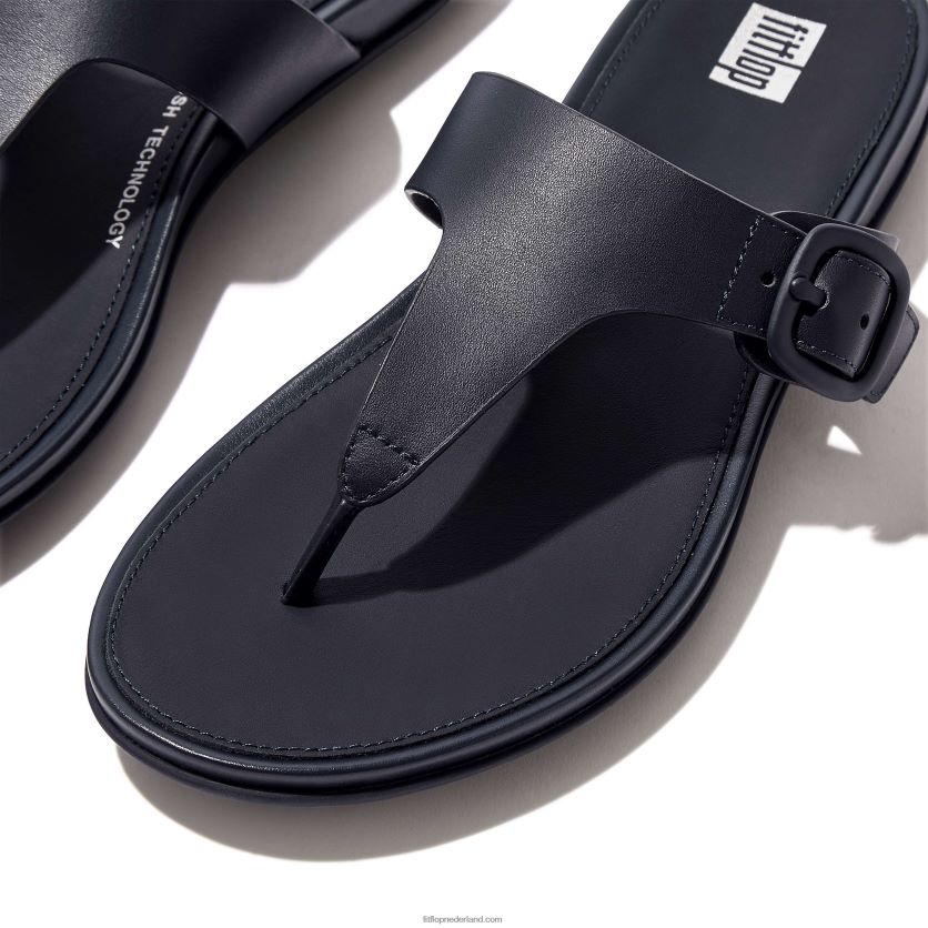 gracie sandalen met matte gesp en leren neus vrouwen Fitflop F4BXJ879 middernacht marine