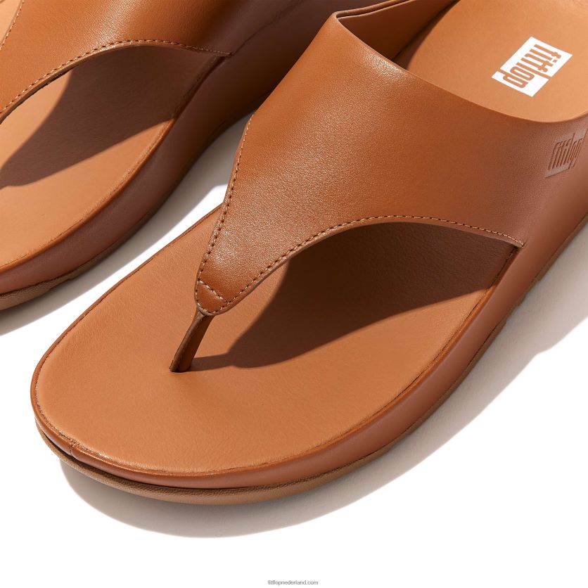 shuv leren sandalen met teenstuk vrouwen Fitflop F4BXJ8149 lichte tint