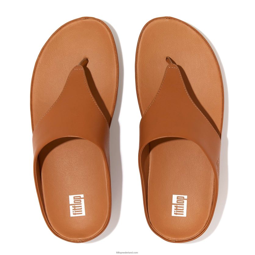shuv leren sandalen met teenstuk vrouwen Fitflop F4BXJ8149 lichte tint