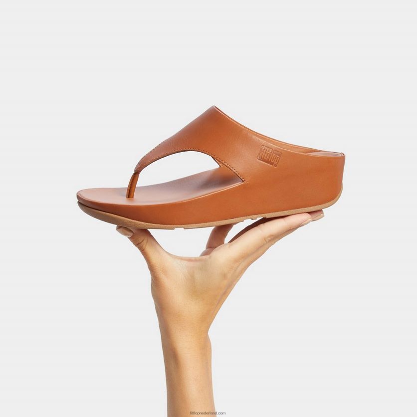 shuv leren sandalen met teenstuk vrouwen Fitflop F4BXJ8149 lichte tint