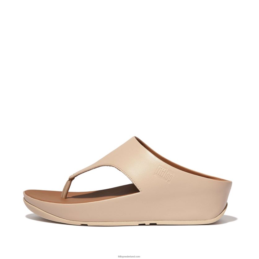 shuv leren sandalen met teenstuk vrouwen Fitflop F4BXJ8151 steenbeige