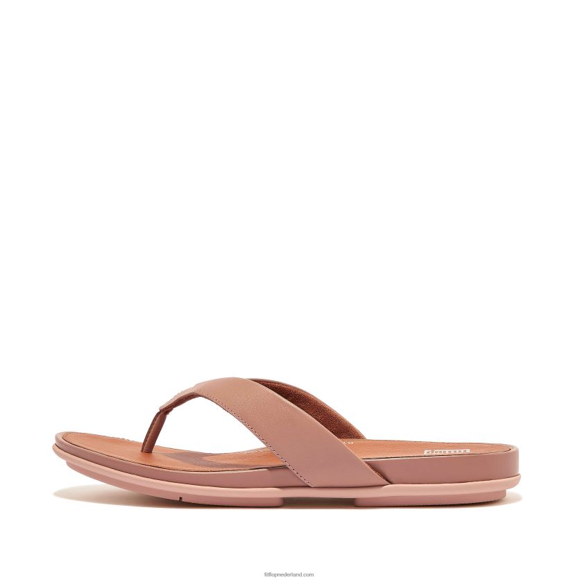 gracie leren teenslippers vrouwen Fitflop F4BXJ810 zacht roze