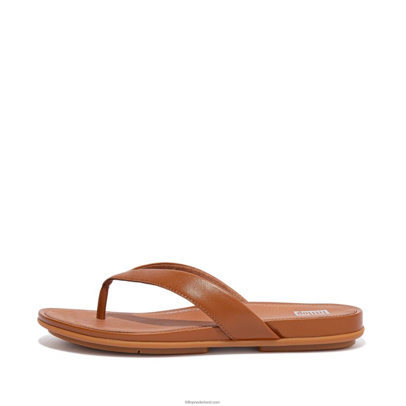 gracie leren teenslippers vrouwen Fitflop F4BXJ812 lichte tint