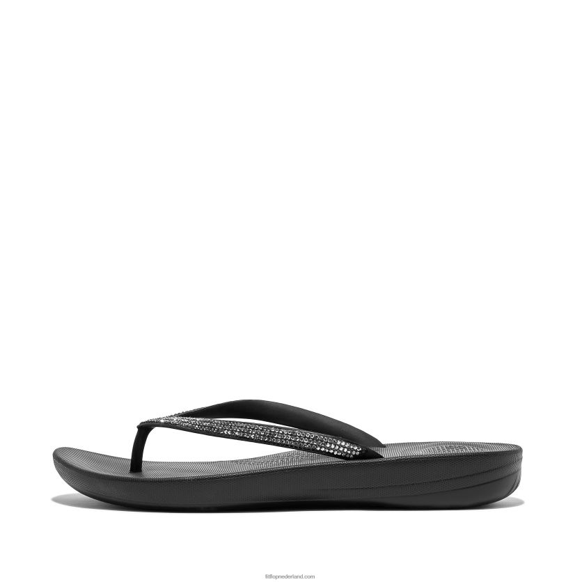 iqushion sparkle ergonomische teenslippers vrouwen Fitflop F4BXJ816 zwart