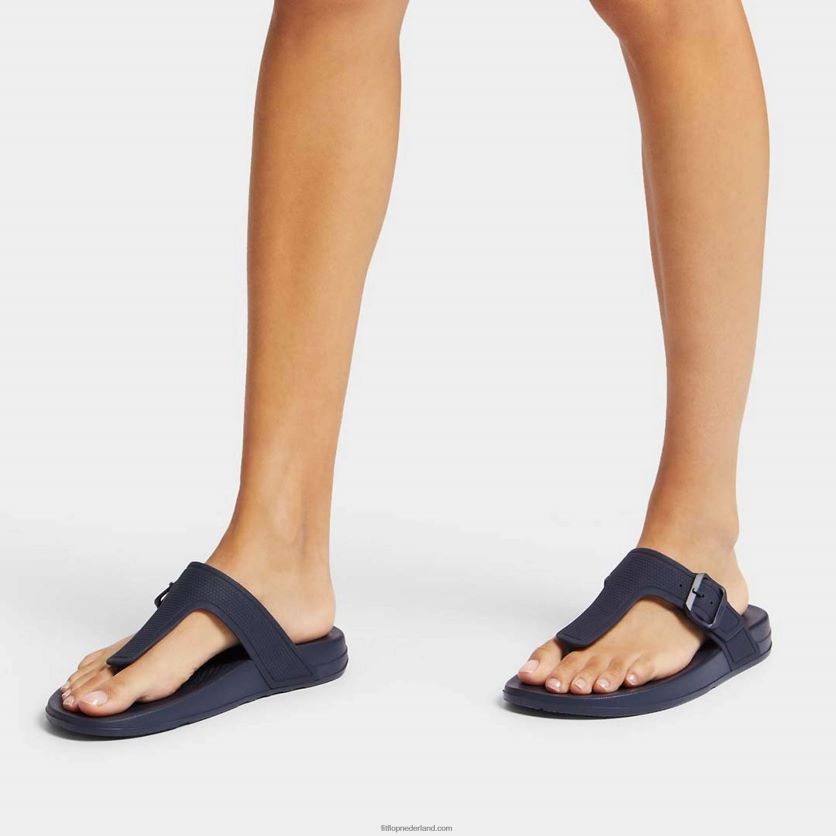 iqushion teenslippers met verstelbare gesp vrouwen Fitflop F4BXJ81 middernacht marine
