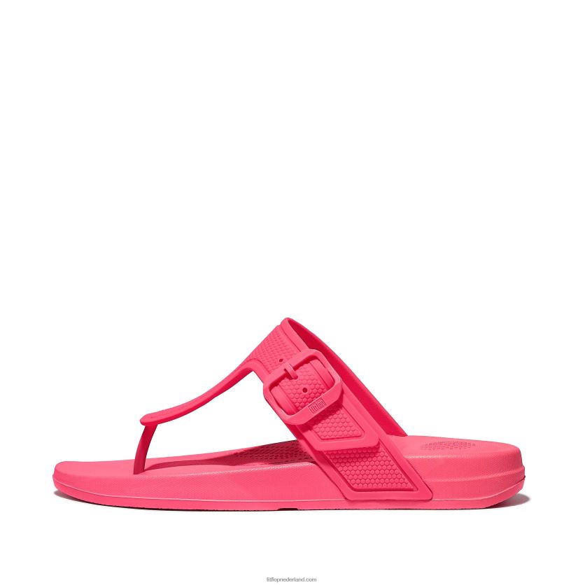 iqushion teenslippers met verstelbare gesp vrouwen Fitflop F4BXJ82 knal roze