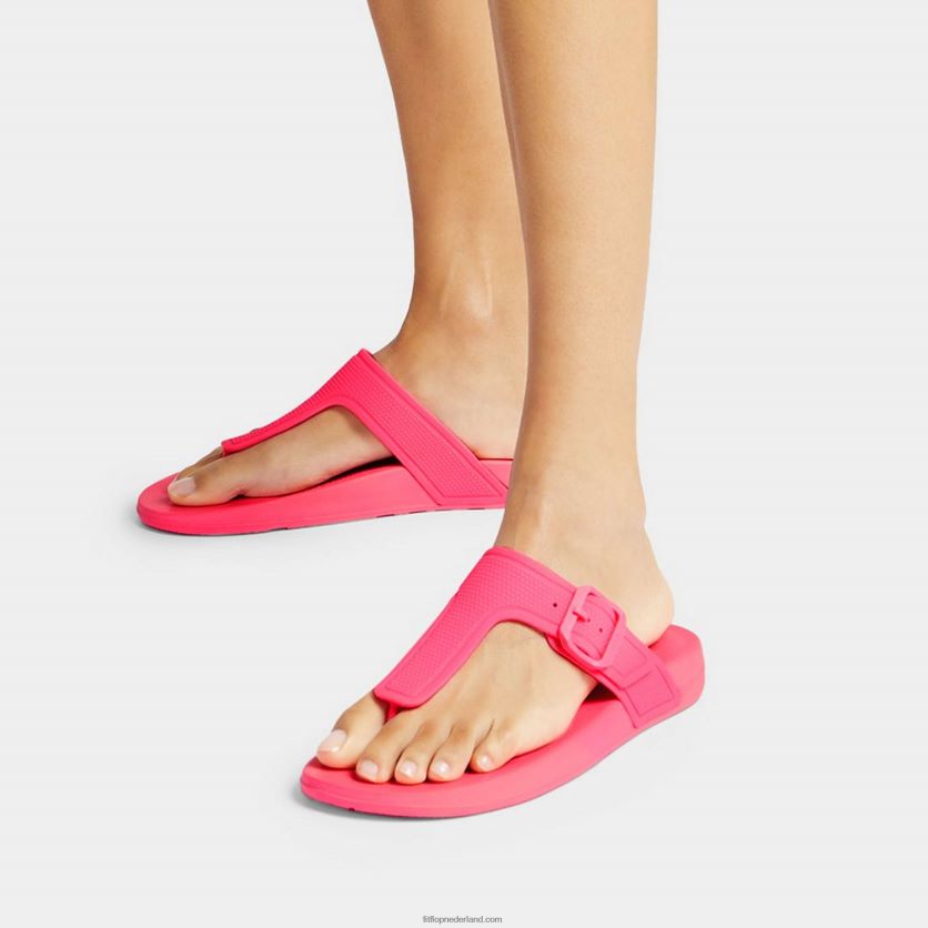 iqushion teenslippers met verstelbare gesp vrouwen Fitflop F4BXJ82 knal roze