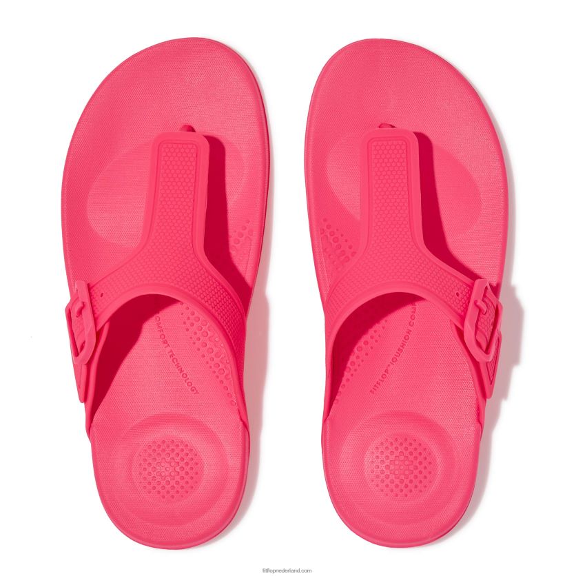 iqushion teenslippers met verstelbare gesp vrouwen Fitflop F4BXJ82 knal roze