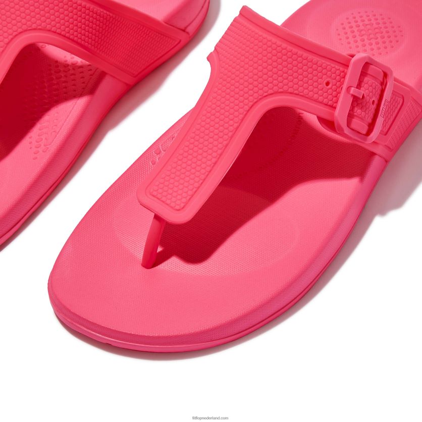 iqushion teenslippers met verstelbare gesp vrouwen Fitflop F4BXJ82 knal roze
