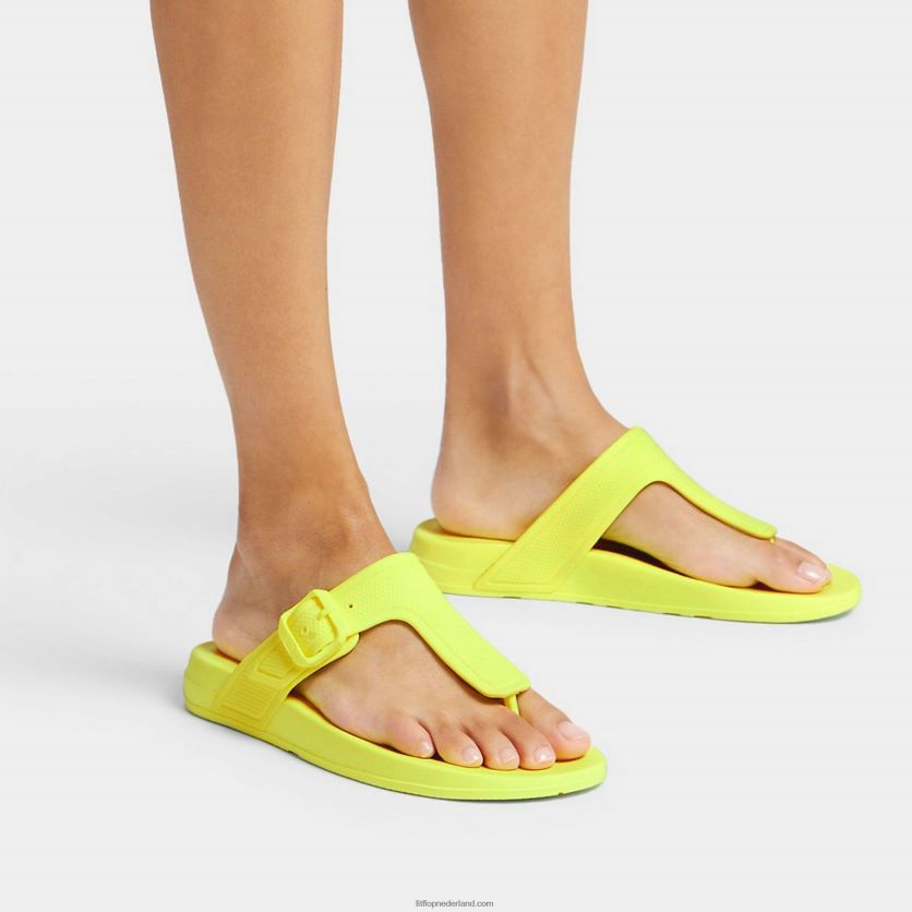 iqushion teenslippers met verstelbare gesp vrouwen Fitflop F4BXJ83 elektrisch geel