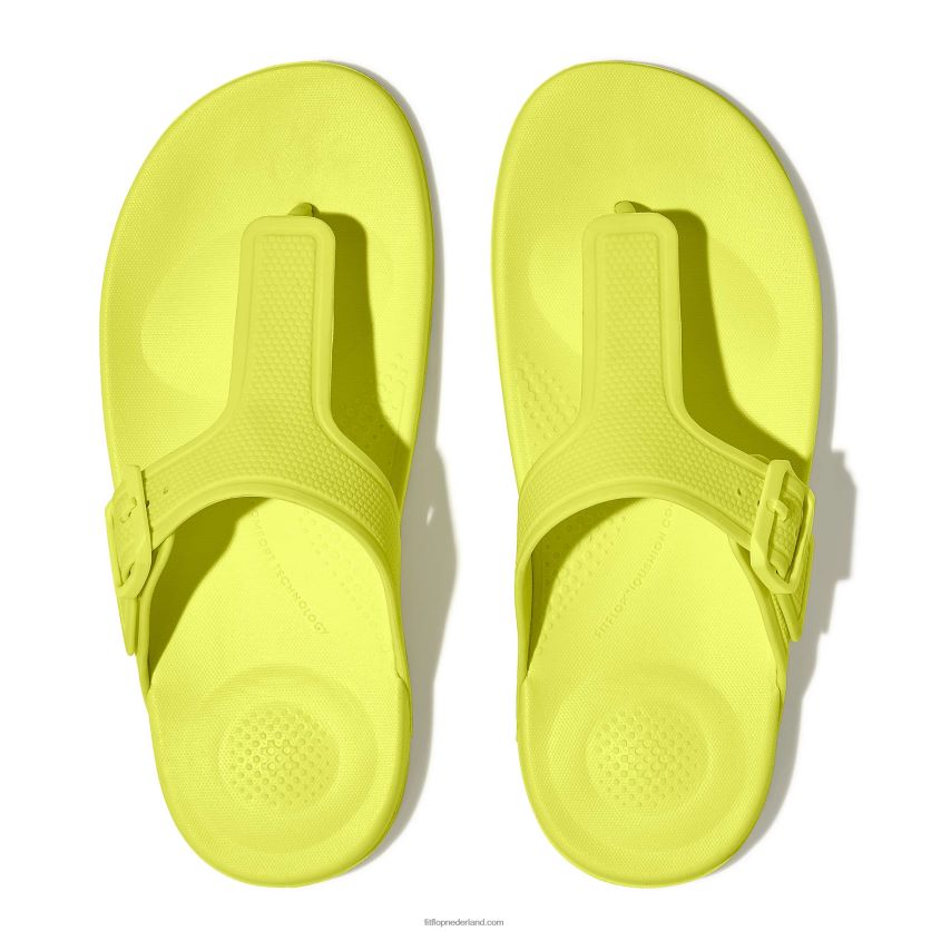iqushion teenslippers met verstelbare gesp vrouwen Fitflop F4BXJ83 elektrisch geel