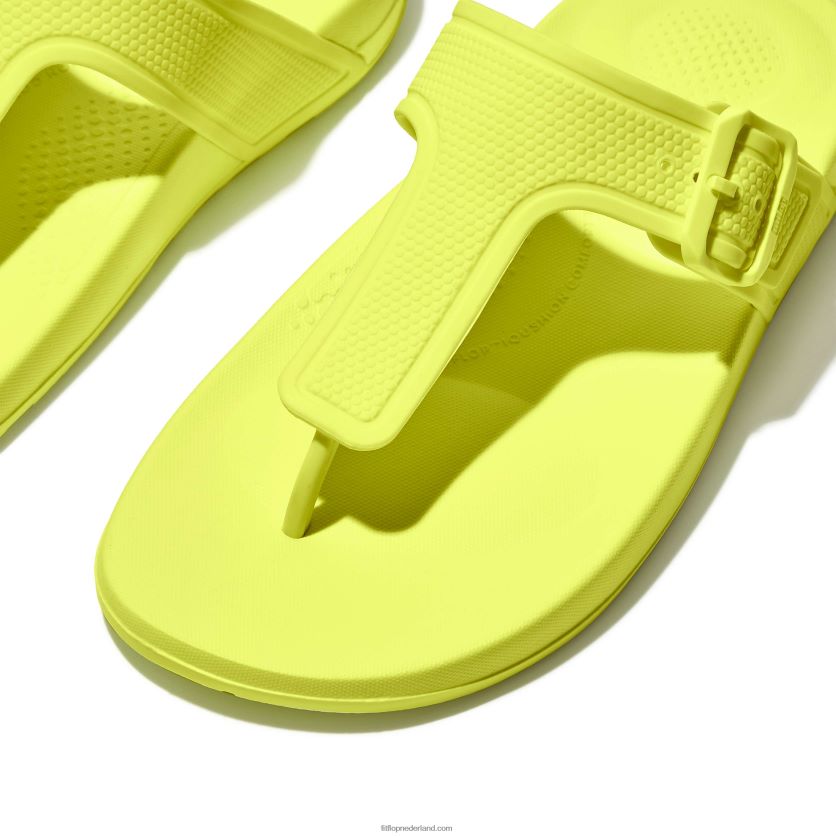 iqushion teenslippers met verstelbare gesp vrouwen Fitflop F4BXJ83 elektrisch geel