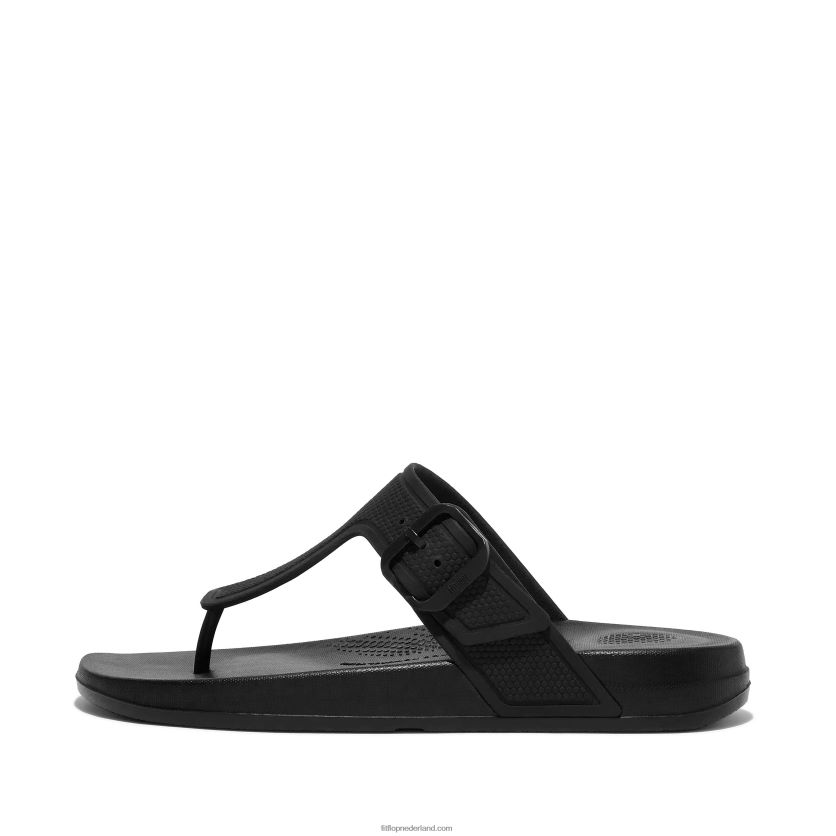 iqushion teenslippers met verstelbare gesp vrouwen Fitflop F4BXJ84 helemaal zwart