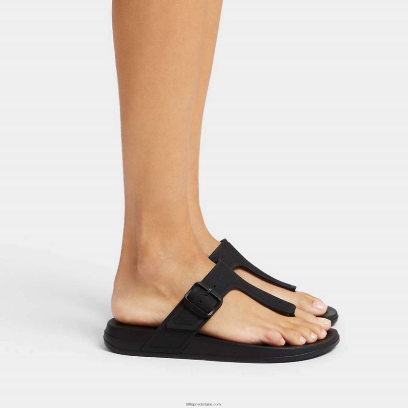 iqushion teenslippers met verstelbare gesp vrouwen Fitflop F4BXJ84 helemaal zwart