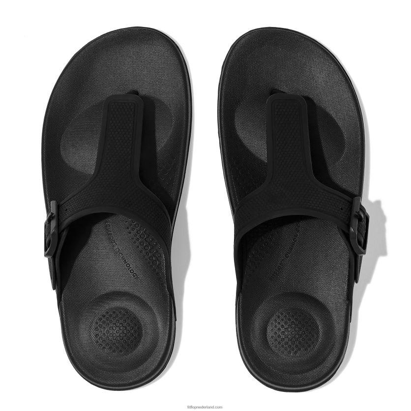 iqushion teenslippers met verstelbare gesp vrouwen Fitflop F4BXJ84 helemaal zwart