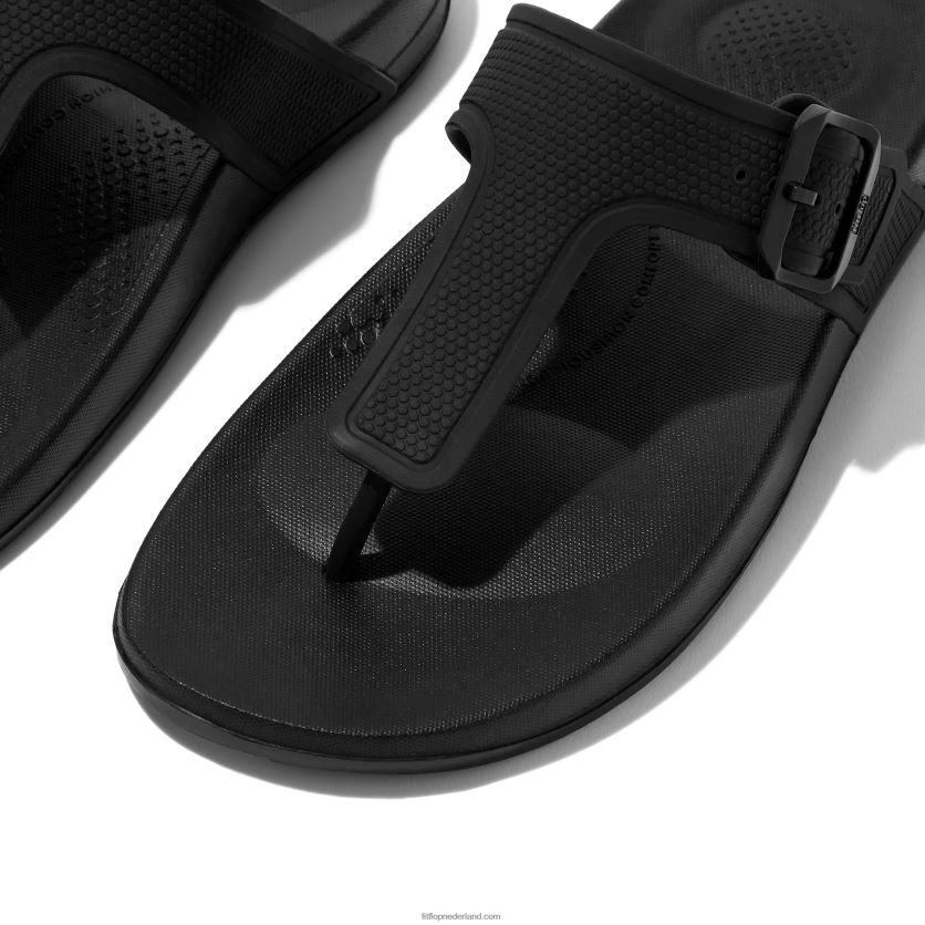 iqushion teenslippers met verstelbare gesp vrouwen Fitflop F4BXJ84 helemaal zwart