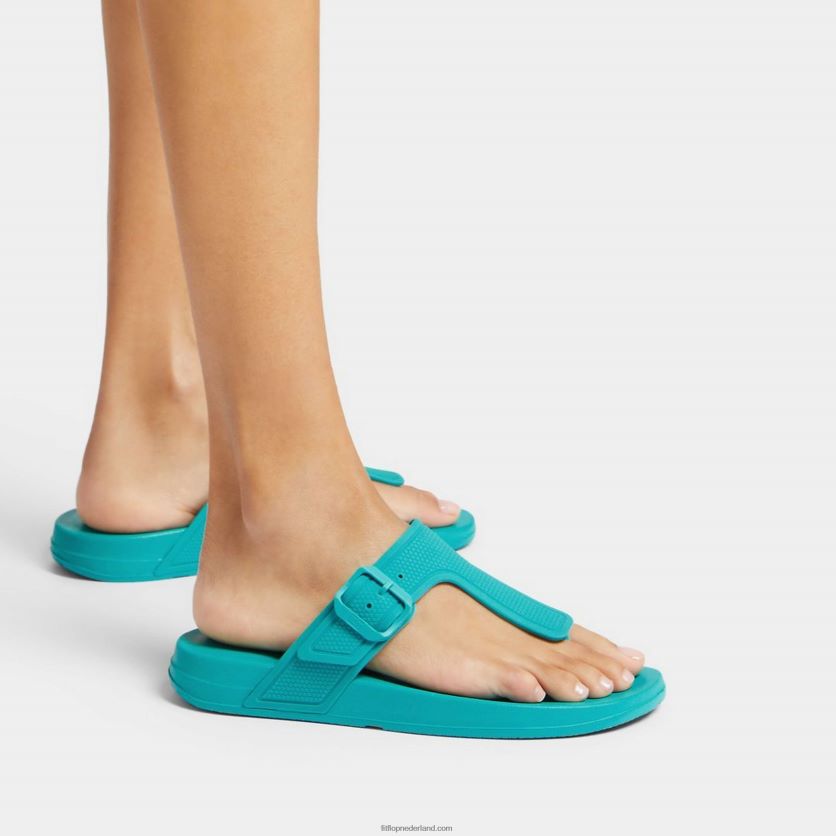 iqushion teenslippers met verstelbare gesp vrouwen Fitflop F4BXJ86 tahiti blauw