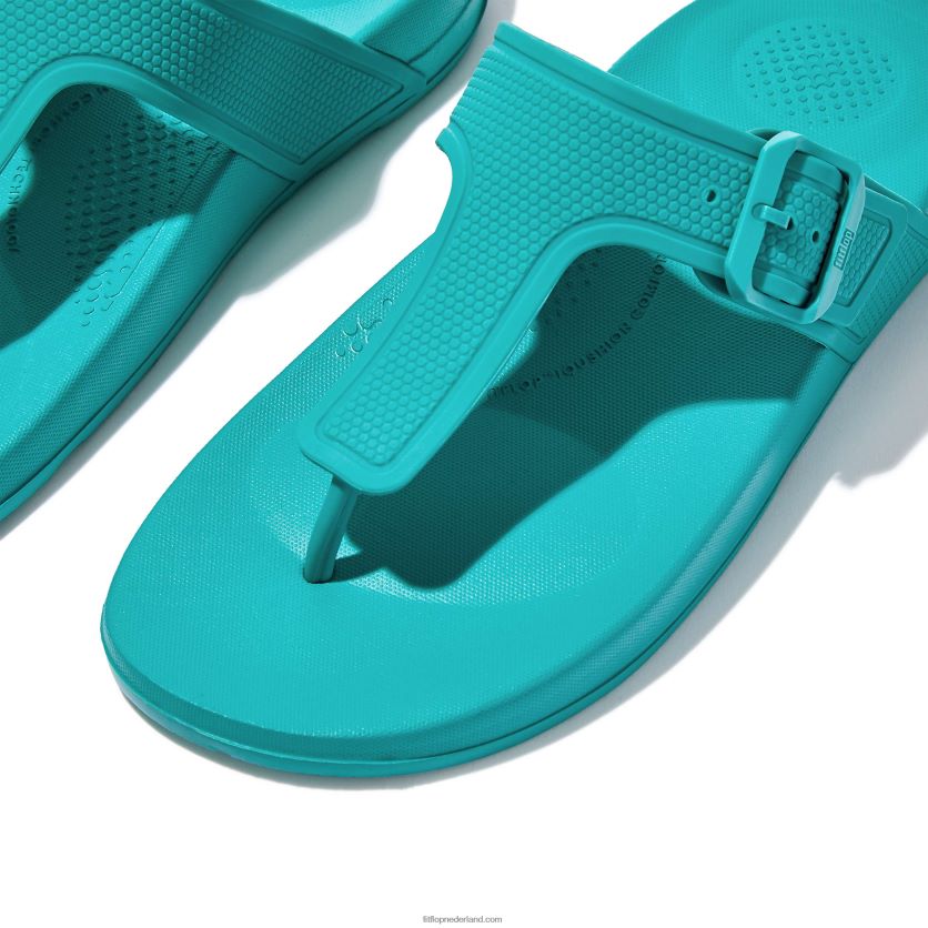 iqushion teenslippers met verstelbare gesp vrouwen Fitflop F4BXJ86 tahiti blauw