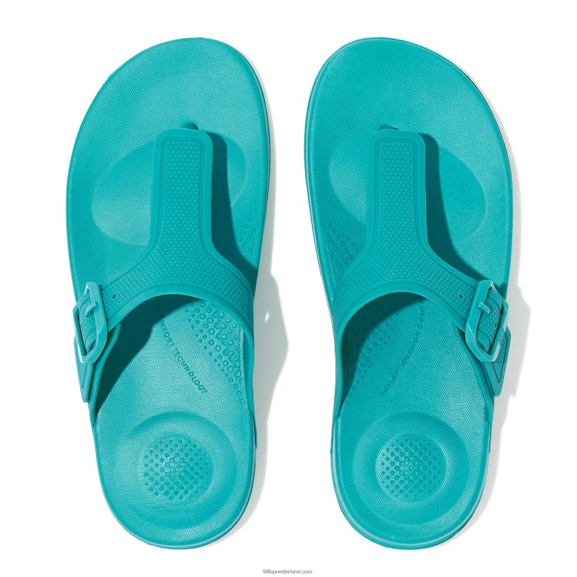 iqushion teenslippers met verstelbare gesp vrouwen Fitflop F4BXJ86 tahiti blauw