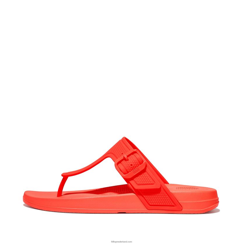 iqushion teenslippers met verstelbare gesp vrouwen Fitflop F4BXJ87 neon-oranje