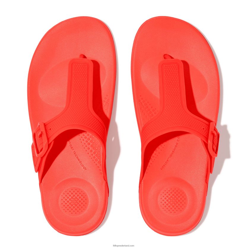 iqushion teenslippers met verstelbare gesp vrouwen Fitflop F4BXJ87 neon-oranje
