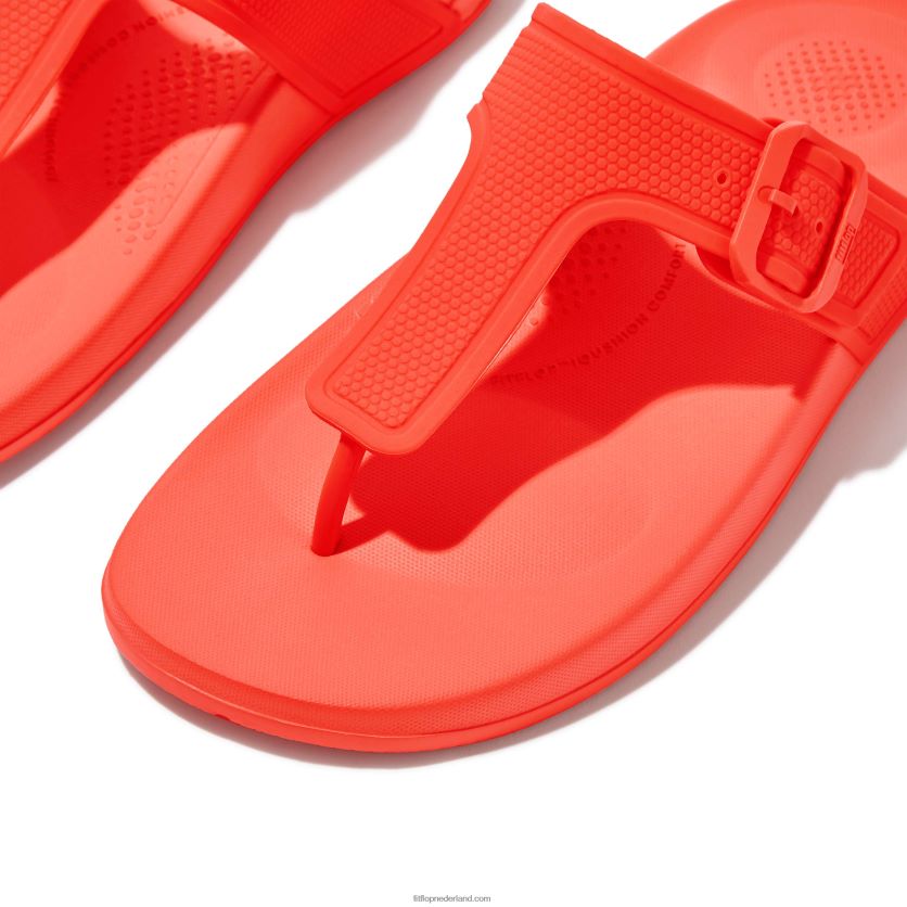 iqushion teenslippers met verstelbare gesp vrouwen Fitflop F4BXJ87 neon-oranje
