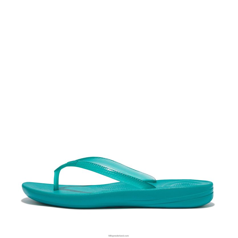 iqushion transparante teenslippers vrouwen Fitflop F4BXJ834 tahiti blauw