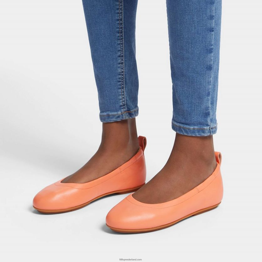 Allegro ballerina\'s van zacht leer vrouwen Fitflop F4BXJ8286 zonneschijn koraal
