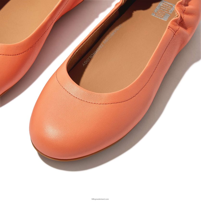 Allegro ballerina\'s van zacht leer vrouwen Fitflop F4BXJ8286 zonneschijn koraal
